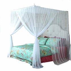 Mengersi 4 Corner Bed Canopy Curtain Mosquito Net Bed Frame Draperies Twin White