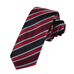 DAE7A10C Red Black Valentines Skinny Necktie Woven Microfiber Skinny Tie Stripes Friendship Fashion By Dan Smith