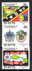 St Kitts 1993 10th Anniv Of Independence Sg 384-6 Complete Unmounted Mint Set