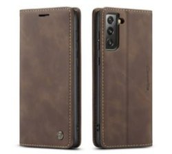Magnetic Wallet Phone Case For Samsung Galaxy S21 - Coffee