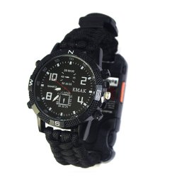 8 In 1 Edc Survival Paracord Watch Outdoor Travel Emergency Wristband Multifunc