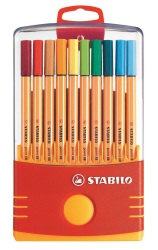Point 88 0.4MM Fibre Tip Pens Colorparade Plastic Box Of 20
