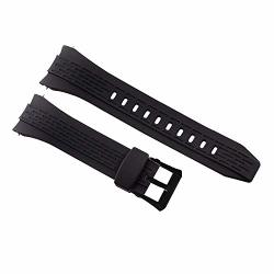 26MM Rubber Watch Band Strap For Seiko Velatura Kinetic 7T62 Black Pvd Buckle