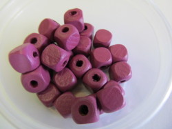 Wooden Beads Purple Cube - 10mm - 20pc