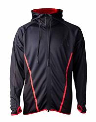 Assassins Creed Odyssey Technical Hexagonal Full Length Zipper Hoodie Male Large Black red HD516544ACO-L