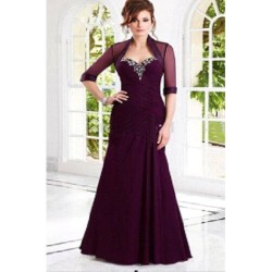 Plus Size Beading Sweetheart Sheath Column Mother Of The Bride Strappless Floor-length Long