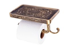 Premium Brass Toilet Roll Holder wall Mounted With Phone Shelf