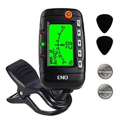 ENO Guitar Tuner 3 In 1 Clip-on Electronic Guitar Tuner Acoustic And Metronome For Guitar Bass Violin Ukulele And Chromatic Tuning With Clear Lcd Display