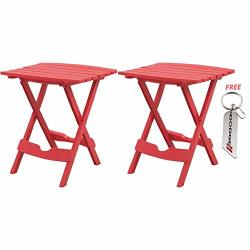 Adams Manufacturing 8500-26-3735 Plastic Quik-fold Side Table With Keychain Cherry Red Set Of 2