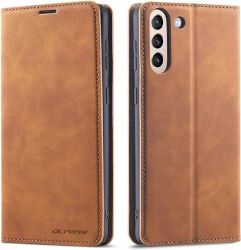 Flip Magnetic Leather Book Cover For Samsung Galaxy S21FE - Brown