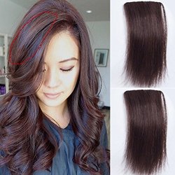 Dsoar 14IN Crochet Clip On Hair Extension 2 Pcs Human Hair Pieces Volumising Dark Brown Color