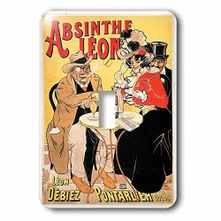 3DROSE LSP_149285_1 Vintage Absinthe Leon French Wine Advertising Poster Light Switch Cover