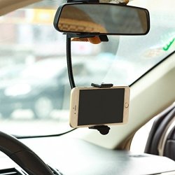 Premium Rear View Mirror Car Mount Holder Cradle Dock For Huawei Ascend P6 P7 - Alcatel Onetouch - LG Exceed 2 - Optimus G