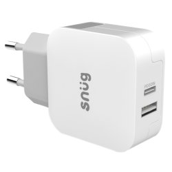 Snug 2 USB Port 1 USB And 1 Type C 30W Pd Fast Charging Wall Charger White