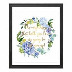 Eleville 8X10 The Very Things That Hold You Down Are Going To Lift You Up Real Gold Foil And Floral Watercolor Art Print Unframed