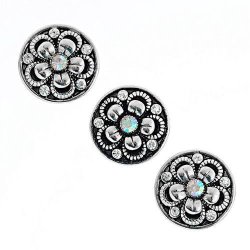 New Fashion Noosa Infinity Charms - 1 X Snap Button - Silvertone Circle With Rhinestones
