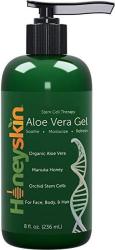 Natural & Organic Aloe Vera Gel - Body & Face Moisturizer For Sensitive Skin With Manuka Honey Apple & Orchid Stem Cells - Hydrating