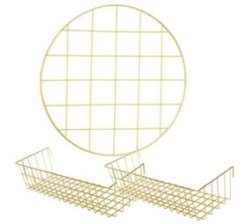 @home Home Decor Multifunctional Picture Display Grid With 2 Pieces Shelf Rack Circle - Gold