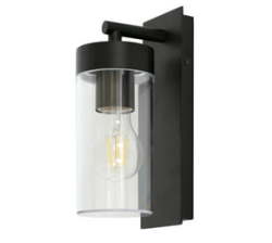 Aruba Black Outdoor Wall Light With Clear Plastic Cover
