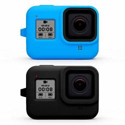 Maxcam Silicone Sleeve + Lanyard For Gopro HERO8 Black Only Color Is Black + Blue - 2 Packs