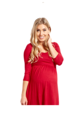Absolute Maternity Three Quarter Sleeve Top - Red
