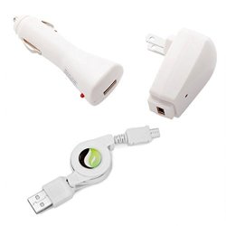3-IN-1 Retractable Home Car Charger With USB Data Cable For Huawei Ascend P6 P7 - Alcatel Onetouch - LG Exceed 2 - Optimus G