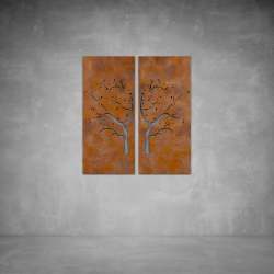 Mirror Tree Wall Art - 1400 X 1400 X 20 Rust Coat Outdoor With Leds