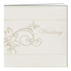 Pioneer 12-INCH By 12-INCH Postbound Embroidered Scroll And Wedding Sewn Leatherette Cover Memory Book Ivory