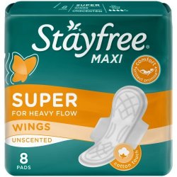 Stayfree Sanitary Pads Maxi Super Thick Wings Unscented Pack Of 8