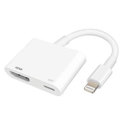 Lightning To HDMI Adapter Lightning Digital Av Adapter 1080P With Lightning Charging Port For Select Iphone Ipad And Ipod Models And Hdtv Monitor Projector White