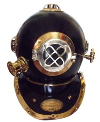 Fantastic Full Size Sold Iron & Brass Diver Helmet. Massive 18 Inches
