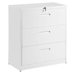 P Purlove File Cabinet Lateral Lockable Heavy Duty Metal 3 Drawer