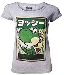 Super Mario Nintendo - - Japanese Yoshi - Womens T-Shirt - Grey Small