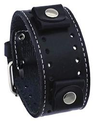 Nemesis Sth-k 22MM Lug Width Black Wide Leather Cuff Wrist Watch Band