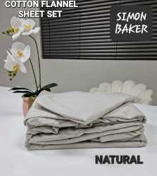 Simon Baker - Cotton Flannel Sheet Set - Natural - Double Bed