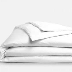 300 Thread Count 100% Cotton Percale Duvet Cover Set With Sateen Finish White - King