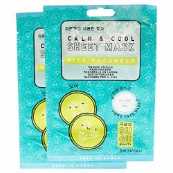 Sugu Beauty Korean Calm & Cool Sheet Mask With Cucumber Pack Of 2