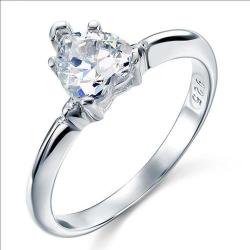 Whole 1.5 Carat Heart Cut Simulated Diamond Wedding Engagement Sterling Solid 925 Silver Ring