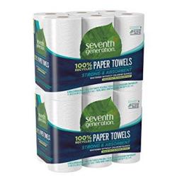 Seventh Generation Paper Towels 100% Recycled Paper 2-PLY 6 Roll 2 Pack 12 Rolls