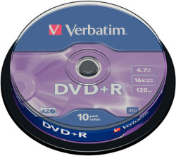 Verbatim - 47gb Dvd+r 16x - Matt Silver Spindle Pack Of 10