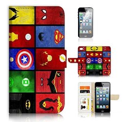 For Iphone 6 Plus Iphone 6S Plus Flip Wallet Case Cover & Screen Protector Bundle - A21007 Superhero Batman Wonder Woman Superman Collection