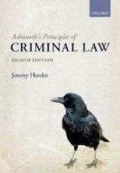 Ashworth& 39 S Principles Of Criminal Law Paperback 8th Revised Edition