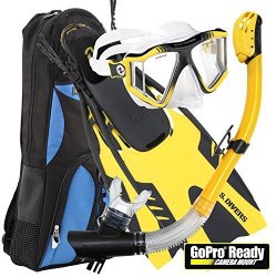 U.s. Divers Lux Mask Fins Snorkel Gopro Ready Set Yellow Large x-large