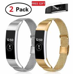 2 Pack F.r Compatible With Fitbit Alta Hr Bands Adjustable Fitbit Alta Accessories Replacement Bands Metal Wristband Band Strap W magnetic Closure Clasp For Alta