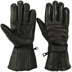 Mens Motorbike Gloves Cold Weather Motorcycle Riding Glove Genuine Leather Black L