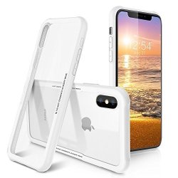 Iphone Case Soft Grip Matte Finish Tpu + Tempered Glass Hard Back Panel Hybrid Ultra-thin Protect Cover Shock Absorption Back-transparent Bumper For Iphone Iphone X White