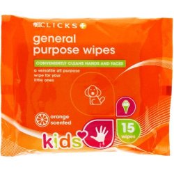 Clicks Kids General Purpose Wipes 15