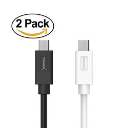 USB C Cable Tronsmart Usb-c To Usb-c Cable For Chromebook Pixel Nexus 5X Nexus 6P LG G5 Htc 10 And More 6 Feet 1 X Black 1 X White