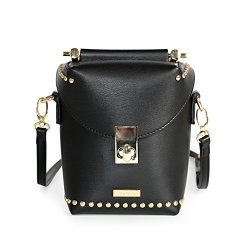 ladies black leather crossbody bag