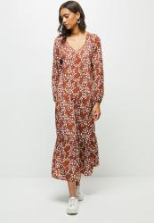 Edit Wide Hem Gyspy Maxi Dress - Rust Mono Floral